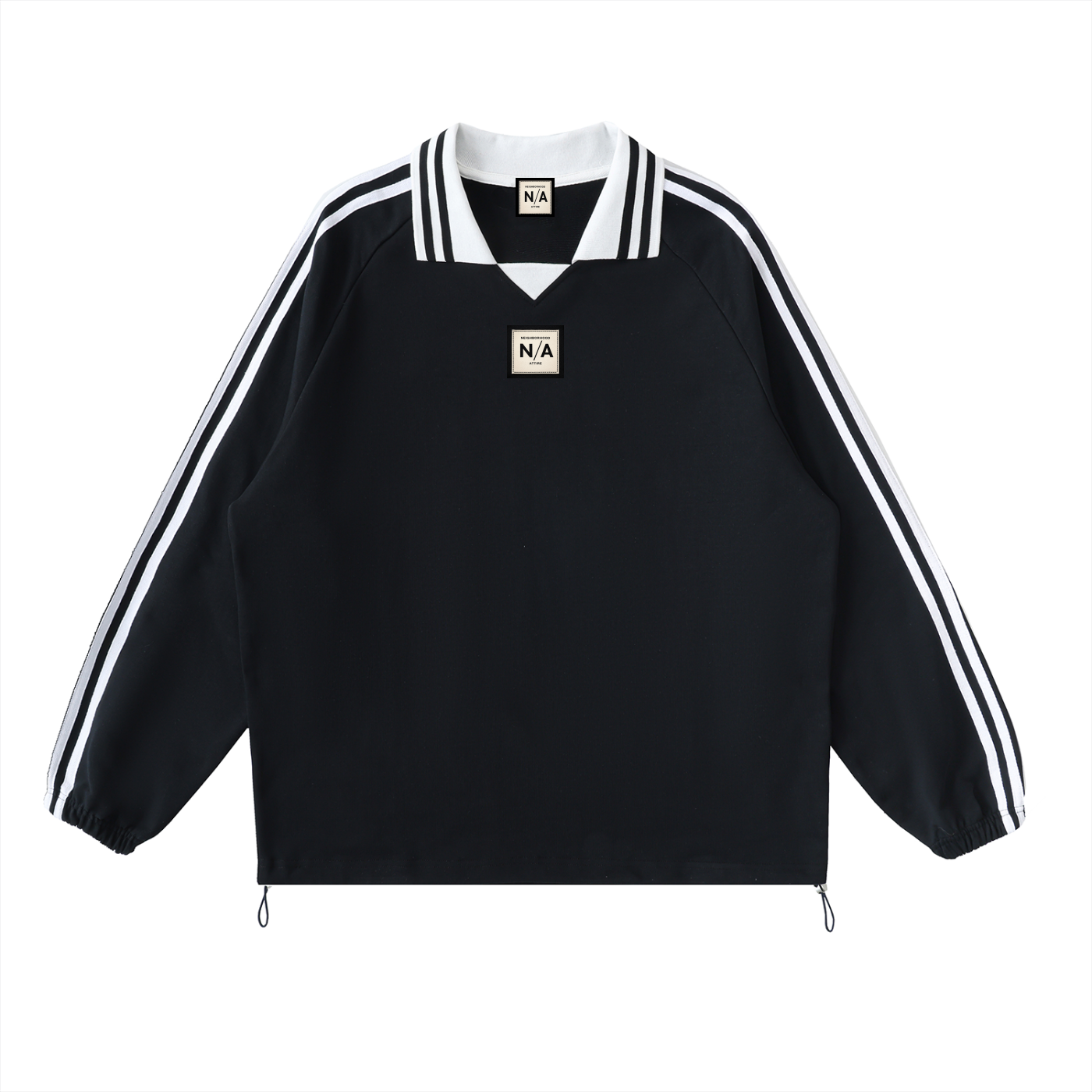 Urban Prep Striped Lapel Collar Sweatshirt