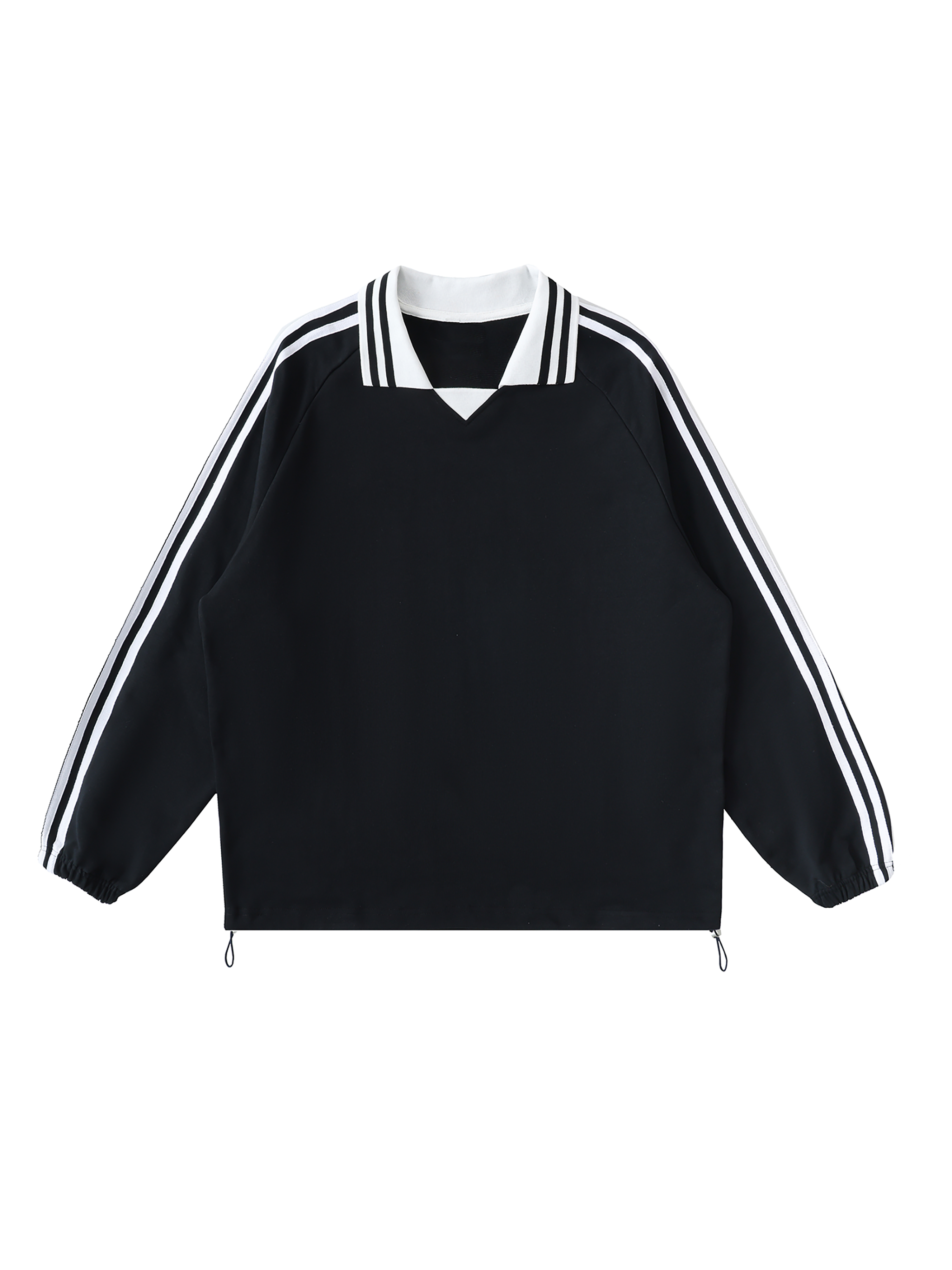 Urban Prep Striped Lapel Collar Sweatshirt